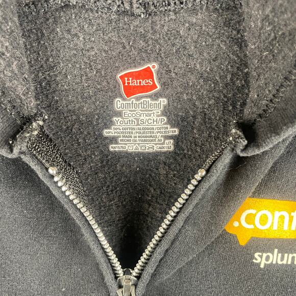 Hanes Youth Boy's Small Black Splunk Cotton Polyester Long Sleeve Zip Up Sweater - Picture 2 of 9